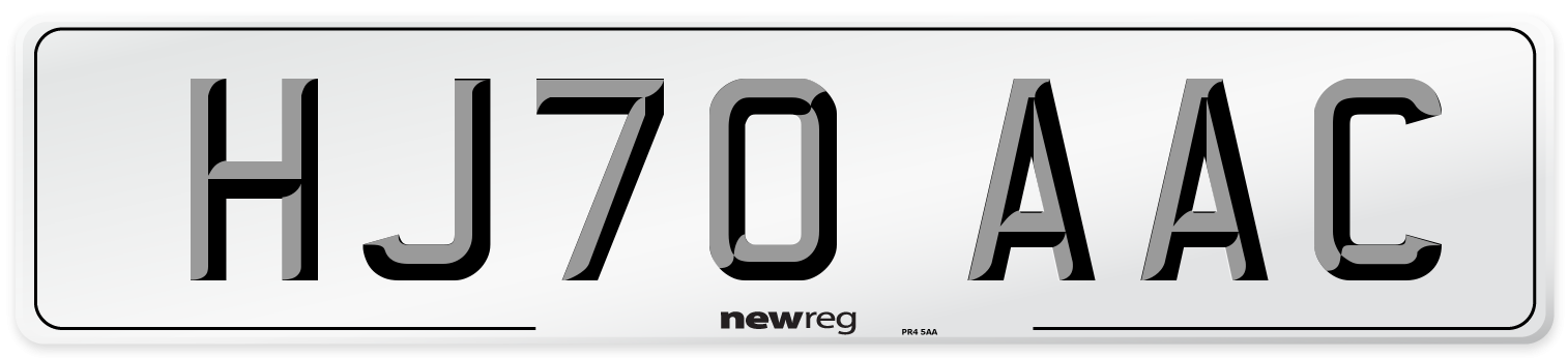 HJ70 AAC Number Plate from New Reg